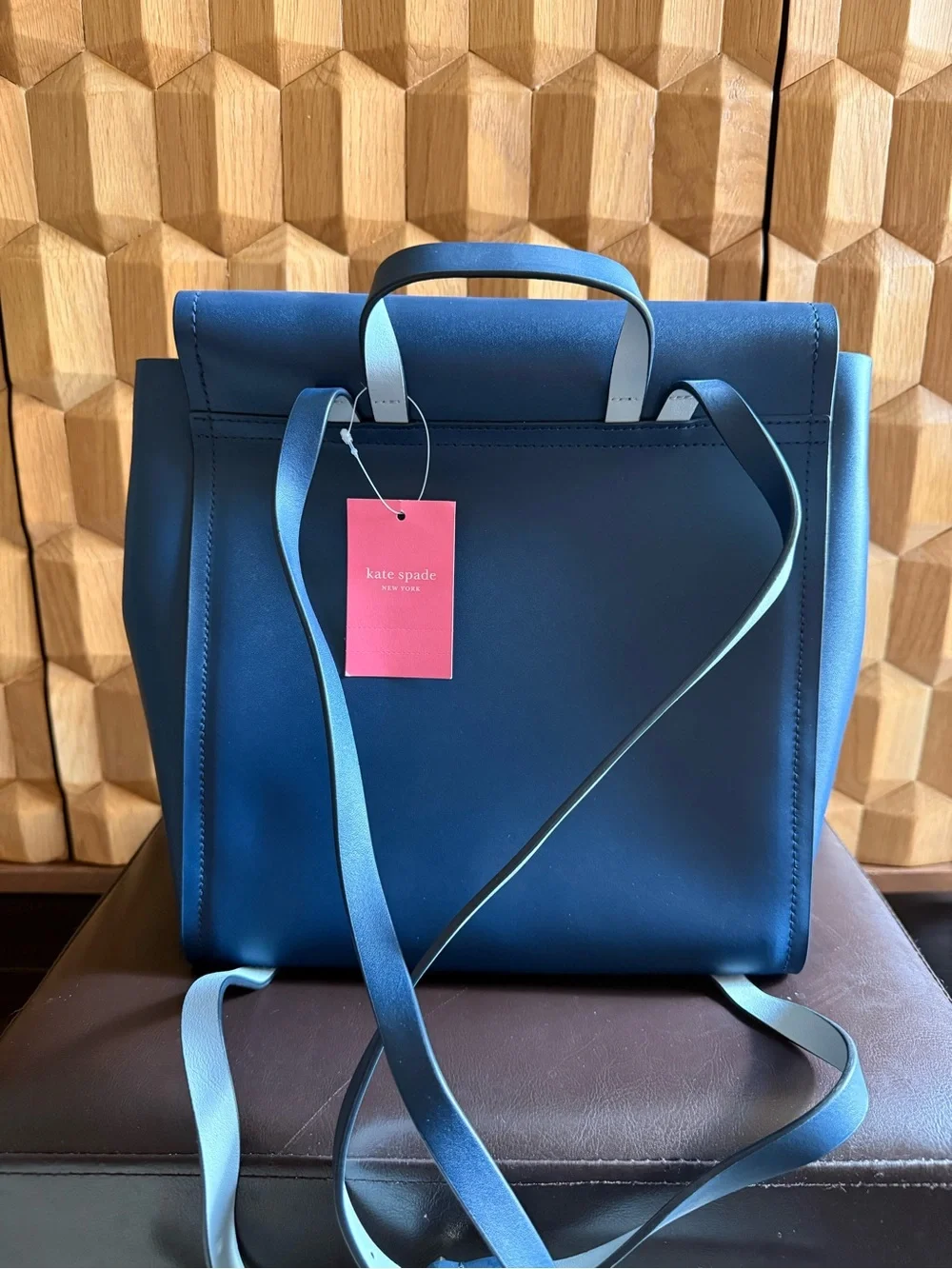 Kate Spade Navy Leather Flap Backpack